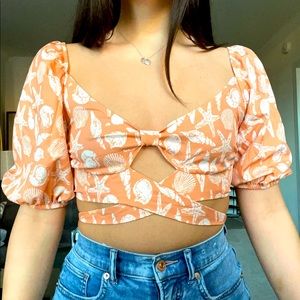 Pastel Orange Seashell Crop Top